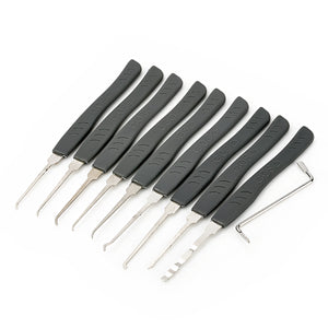 10-in-1 Locksmith Tool Lock Pick Set - Black + Silver