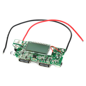 DIY 1.2" LCD Dual-USB Output 5V Boost PCB Module w/ LED for Mobile Power - Silver + Blue