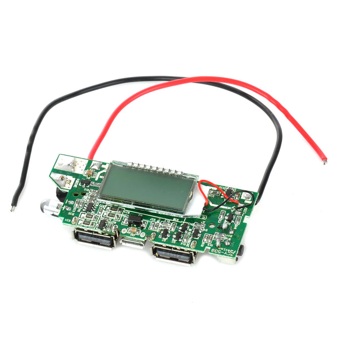DIY 1.2" LCD Dual-USB Output 5V Boost PCB Module w/ LED for Mobile Power - Silver + Blue