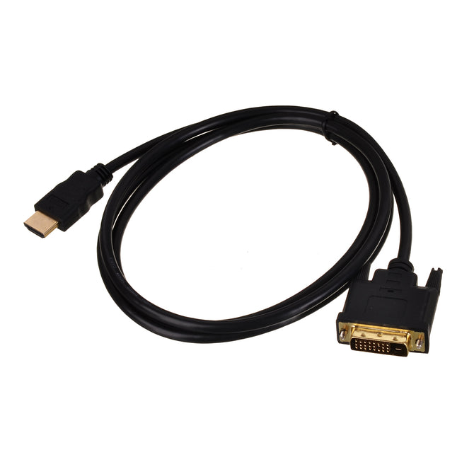 Gold Plated DVI Male to HDMI Male Connection Cable - Black+Golden