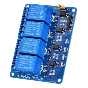 4-Channel Relay Module Board w/ Optocoupler Isolation -Blue
