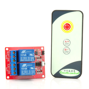 V25 2 Channel IR Receiver Relay Drive Module w/ 3 Key Infrared Remote Control - Red + Blue