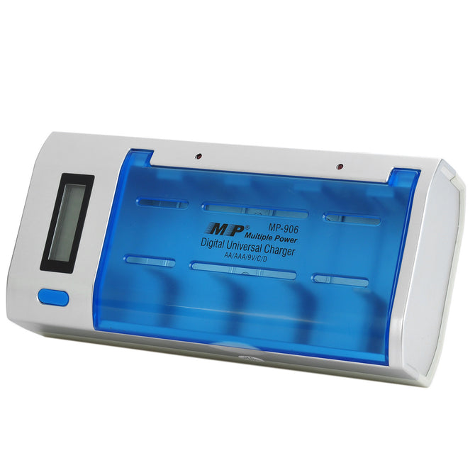 MP MP-906 1.5" LCD Intelligent AA / AAA / C / D / 9V Battery Charging / Discharging Charger - Silver