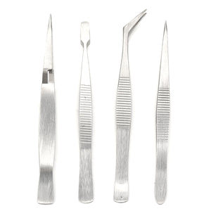 Multifunction Stainless Steel Tweezers Assembling Tools - Silver (4 PCS)