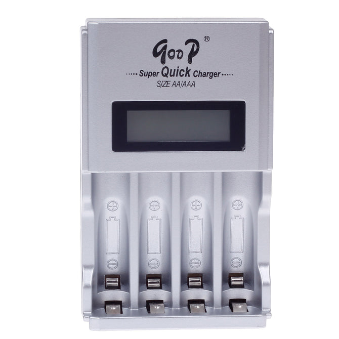 GOOD GD-903 4 x AA / AAA 1.6" LCD Screen Battery Charger - Silver + Black