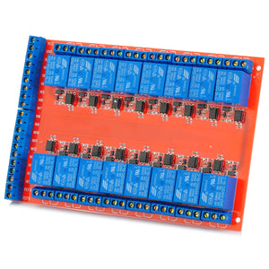 16-Channel 5V Relay Module Board - Red + Blue