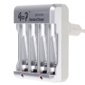 GOOD GD-825 4 x AA / AAA Battery Charger - Silver + Black (EU Plug / 100~240V)