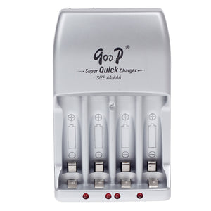 GOOD GD-914 4 x AA / AAA Battery Charger - Silver + Black (US Plug / AC 100~240V)