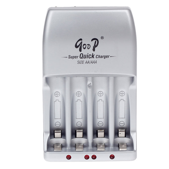 GOOD GD-914 4 x AA / AAA Battery Charger - Silver + Black (US Plug / AC 100~240V)