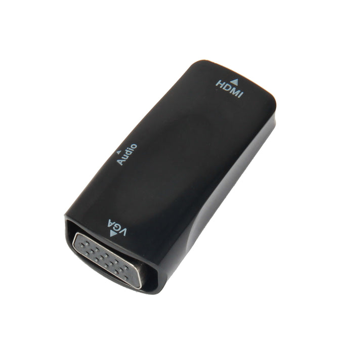 E-129 HDMI Female to VGA Female and Audio Adapter w/3.5mm Port - Black