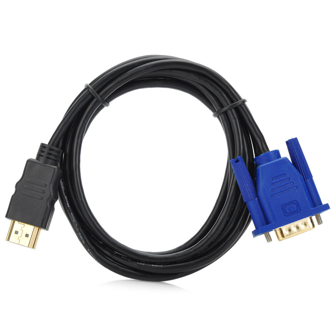 HDMI V1.4 Male to VGA Male Display Cable - Black + Blue (1800mm)