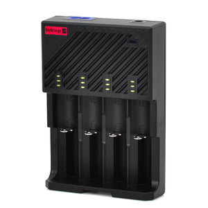 LusteFire F4 4-Slot Battery Charger for 26650 / 18650 / 17670 / 18490 + More - Black (US Plug)