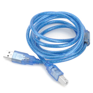 3DA15 USB 2.0 Data Cable for 3D Printer Makerb / Reprap - Silver + Translucent Blue (150cm)