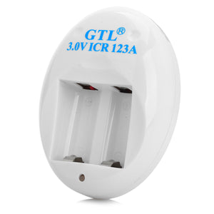 GTL AC123A-3.0 2-Flat-Pin Plug Charger for 3.0V ICR 123A - White + Blue