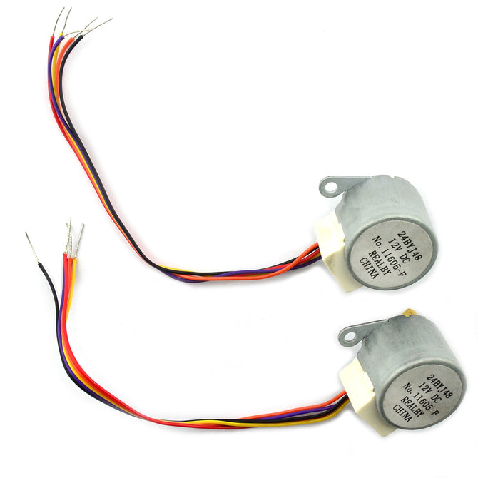 Jtron Four-Phase Five-Wire 24BYJ48CH Stepper Motor - Silver + White (DC 12V / 2 PCS)