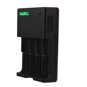 SingFire US-UC1 4-Slot Intelligent Universal Battery Charger w/ 12V Car Charger - Black (US Plugs)