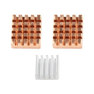 Heat Sink Kit for Raspberry PI - Red Copper + Silver (3 PCS, 2 x Copper, 1 x Aluminum)