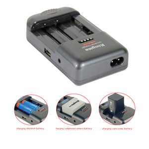 Kingma BM004C Universal Charger for Cellphone / Camera Camcorder / AA / AAA Battery - Grey + Black