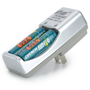 XK-888A Mini US Plugs AA / AAA Battery Charger w/ Batteries - Grey + Silver