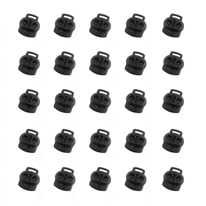 ABS Shoelace Buckle Rope Clamp Cord Lock Stopper - Black (30PCS)