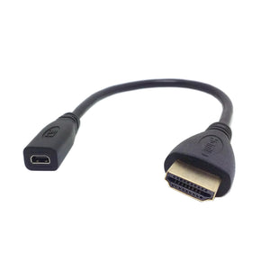 CY HD-156-BK Micro HDMI F to HDMI M Adapter Cable - Black (20cm)