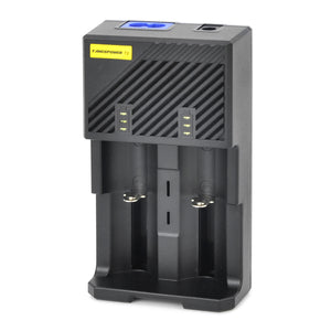 TANGSPOWER T2 Dual Slot Multifunction Li-ion / NiCd / Ni-MH Battery Charger - Black (EU Plug)