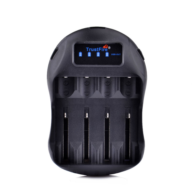 TrustFire TR-009 Multifuntional 4-Groove AC Power Charger Adapter w/ USB -Black (US Plugs / 100~240V)