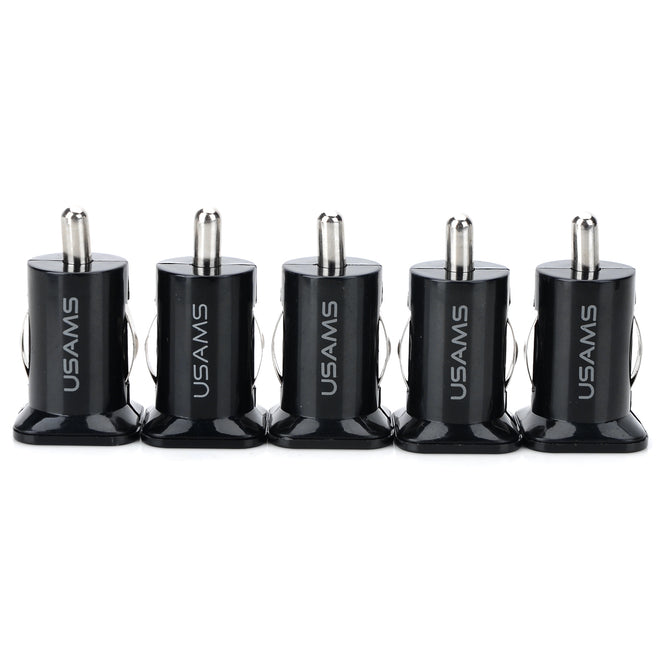 Dual-USB Car Charger Adapters - Black (12~24V / 5PCS)