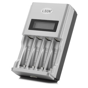 LSON MY-09 LCD Intelligent US Plugs AA / AAA Battery Charger - Black + Silver