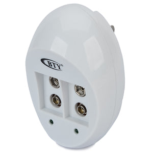 BTY 929 Dual 6FCC 9V Battery Charger - White (US Plugs / 2-Flat-Pin Plug)