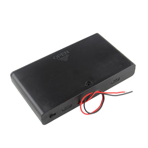 DIY 12V 8*AA Battery Holder Case Box with Leads / Switch - Black