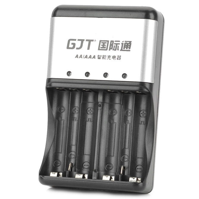 G-808 Smart 4-slot Charger - Black + Grey (AC 100~240V)