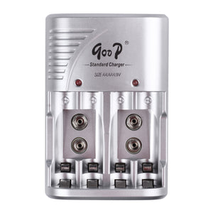 2014 New Edition Goop 802 High Quality Standard Charger for AA / AAA / 9V with EU Plug - Silver