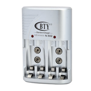 BTY 802B Portable Flipping US Plugss NiCd AA / AAA Battery Charger - Silver + Gray