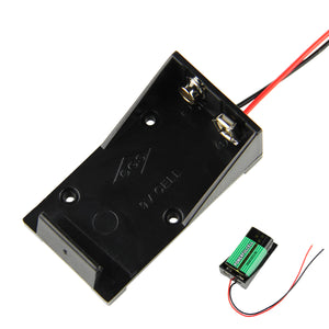 High Quality 9V 6F22 Battery Holder with Leads - Black