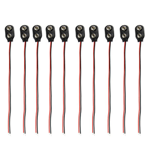9V Battery Button with Leads - Black (10PCS)