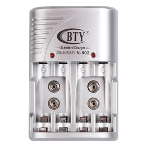 BTY 802 Super Quick Express US Plugs 4-Slot AAA Battery Charger w/ 4-AAA 800mAh Batteries