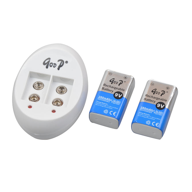 GOOD GD-840 Automatic Battery Charger w/6F22 9V 280mAh Batteries-White