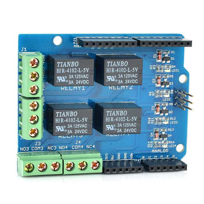 Relay Shield v1.0 5V 4-Channel Relay Module for Arduino (Works with official Arduino Boards)