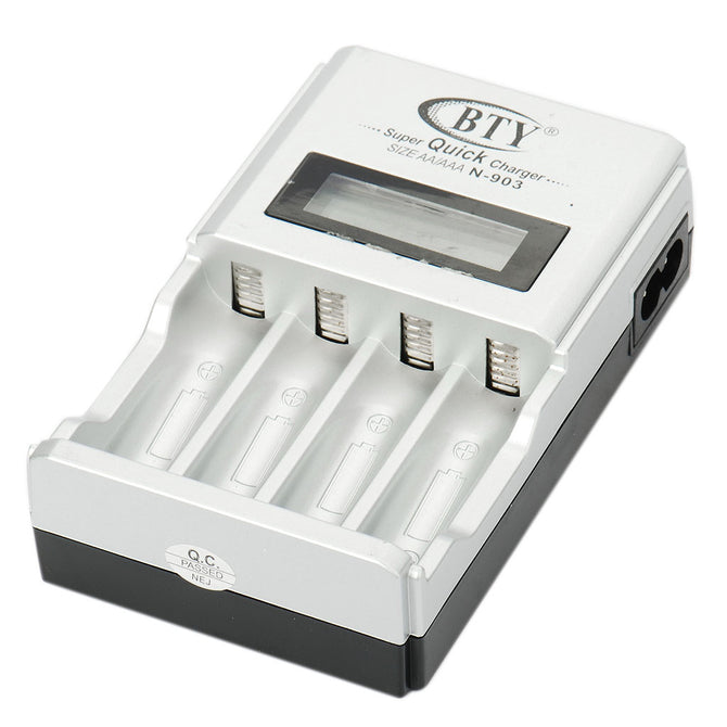 4 x AA/AAA Battery Wall Charger with 1.4" LCD Display (100~240V AC)