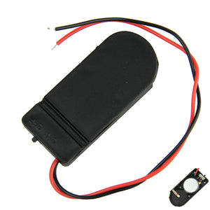 DIY 2-Slot CR2012 / CR2032 / CR2016 / CR2025 Battery Holder w/ Switch / Leads - Black