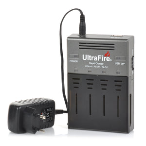 UltraFire WF-128S EU Plug 1000mA 4-Slot Li-ion Battery Charger for 18650 / AA / AAA / 16340 - Black