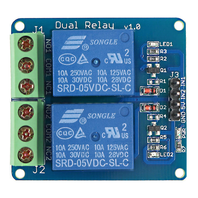 2 Channel 5V Dual Relay Module for Arduino High Level Trigger (Works with Official Arduino Boards)