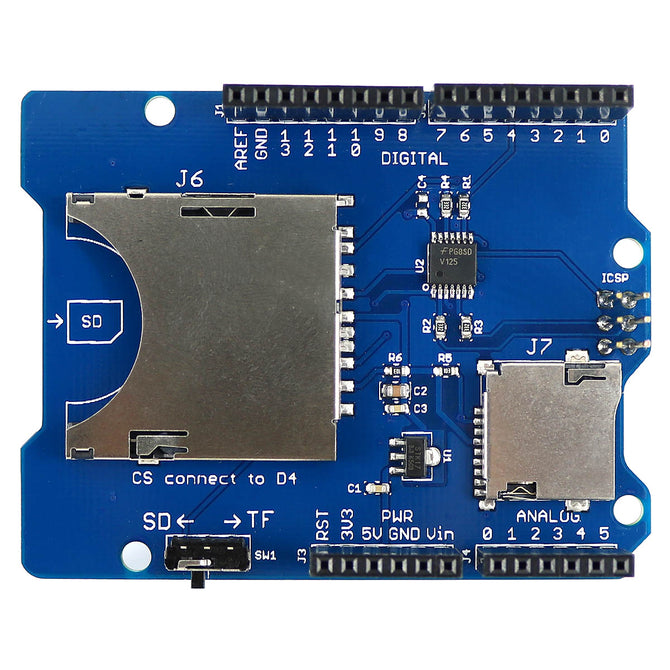 SD / TF Card Shield V1.0 Expansion Board Module for Arduino - Blue + Black + Silver