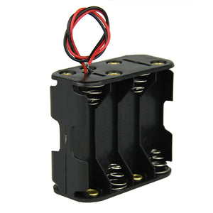DIY 12V 8-Slot / 8 x AA Battery Double Deck / Back to Back Holder Case Box with Leads - Black