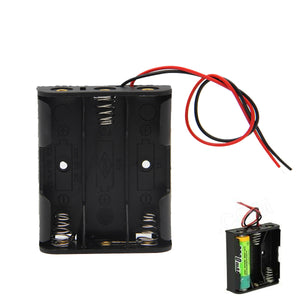 DIY 4.5V 3-Slot / 3 x AA Battery Holder Case Box with Leads - Black