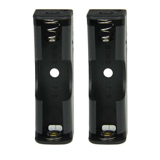 DIY 1.5V 1-Slot AA Battery Holder Cases w/ Pins - Black (2 PCS)