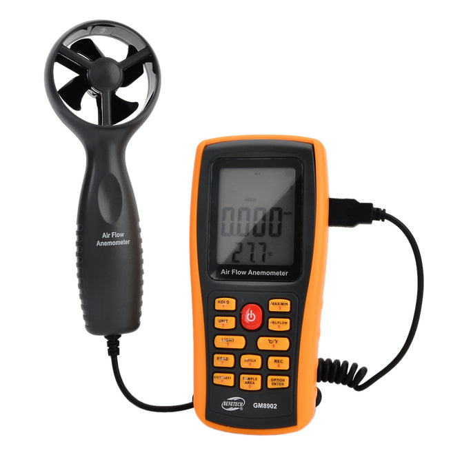 BENETECH GM8902 2.6" LCD Digital Wind Speed Meter Anemometer - Yellow + Black (4 x AAA)