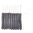 Manganese Steel Unlocking 9-Lock Pick + 2-Tool Set - Black + Silver