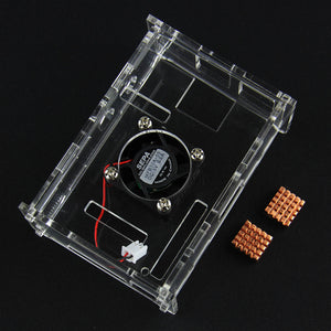 Acrylic Case w/ Cooling Fan + Heatsinks for Raspberry Pi - Transparent